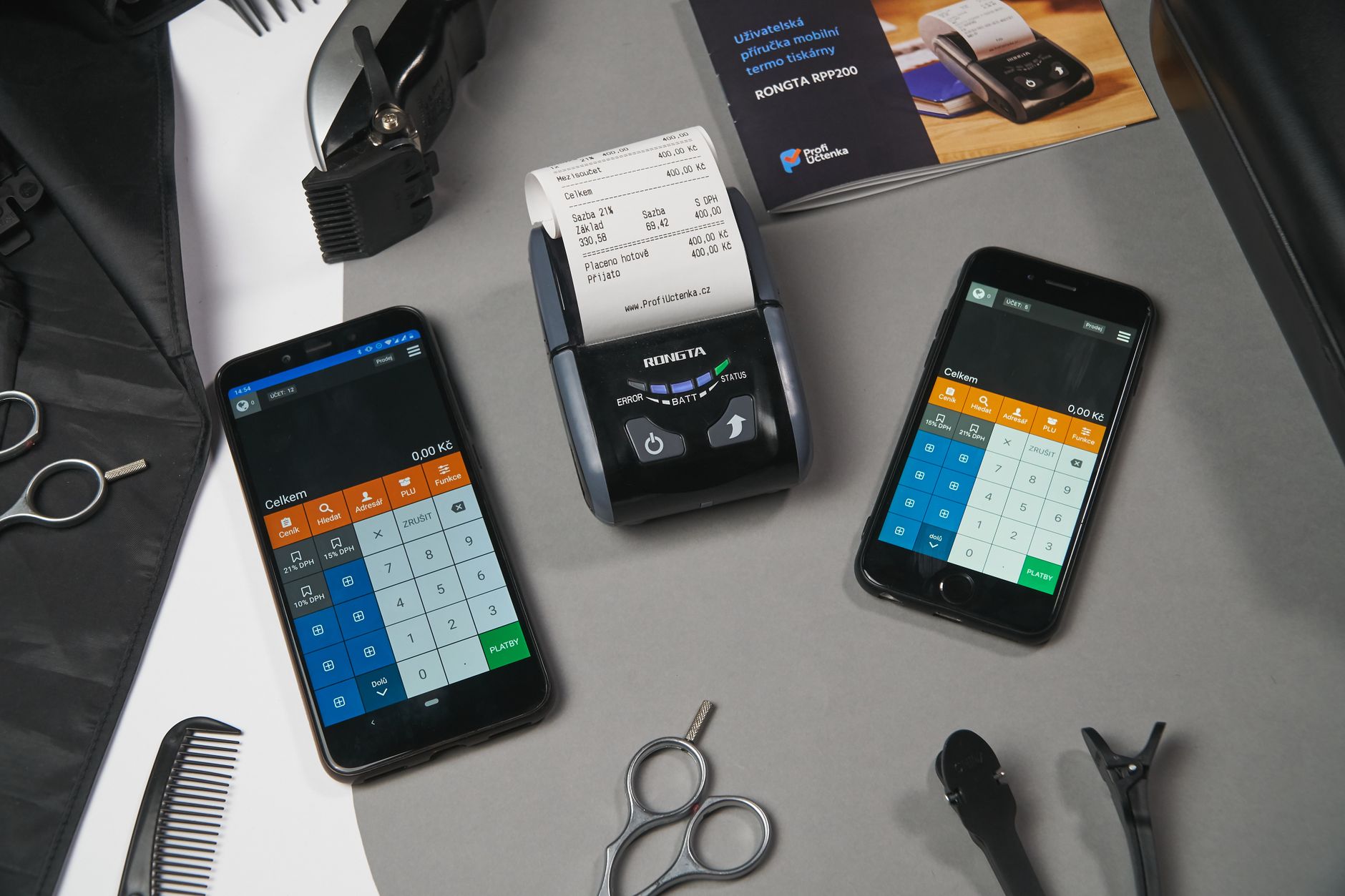Celulares e recibos sobre uma mesa
